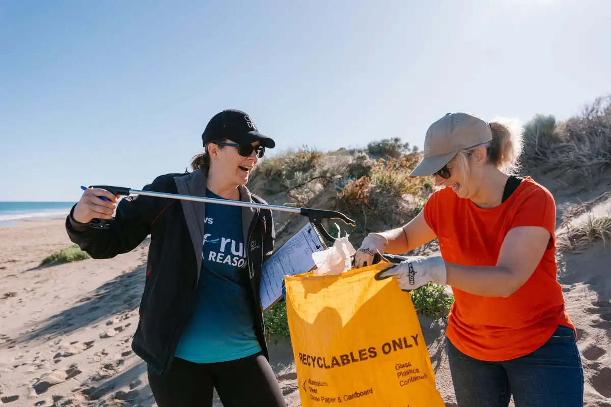 Volunteers doing a beach clean up